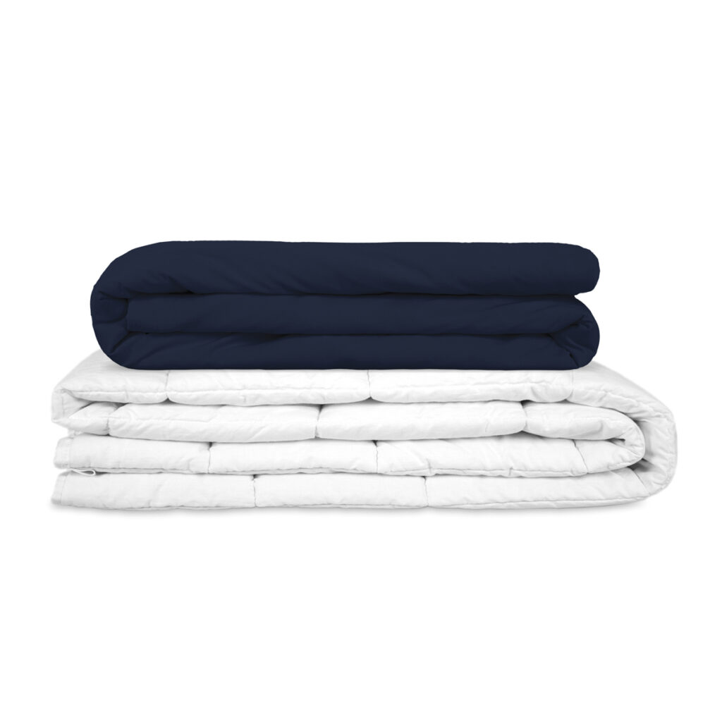 HADLEY WEIGHTED BLANKET WITH SATIN COVER NAVY
